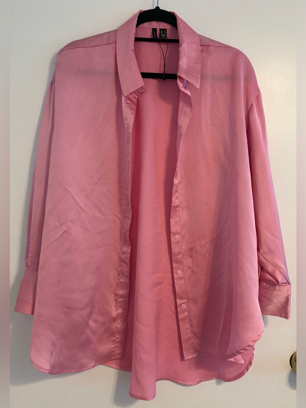 Vero Moda Pink Satin Button-Down Shirt